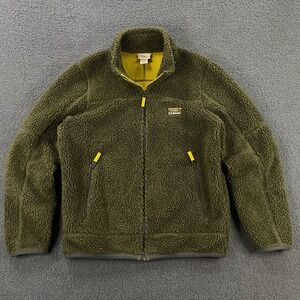 Vintage LL Bean Jacket Men Medium Sherpa Fleece Deep Pile Retro X Full Zip Green